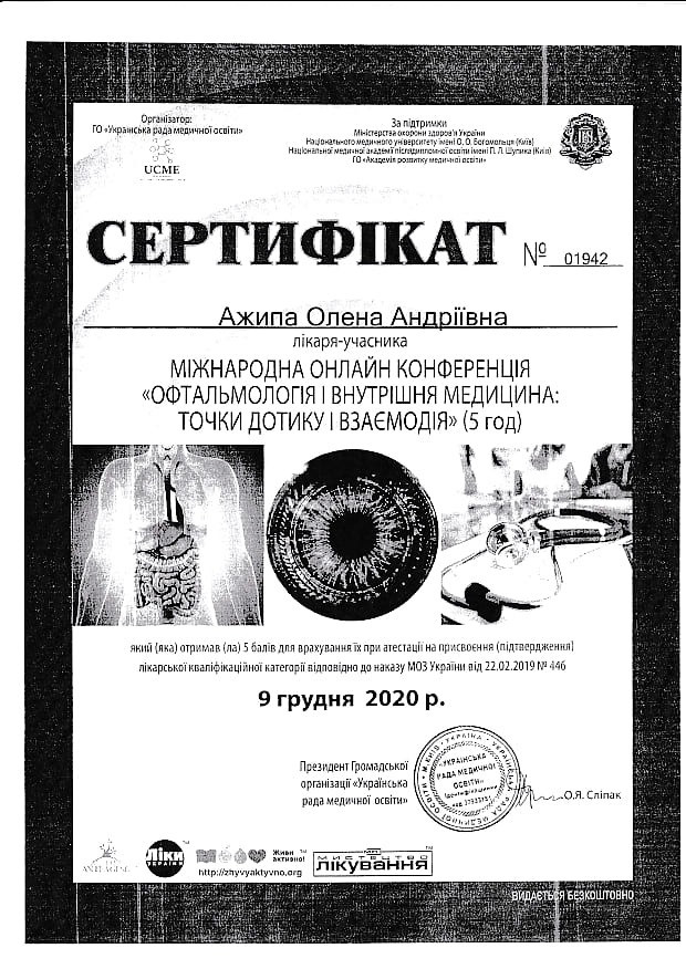 Сертификат об участии в международной онлайн конференции
