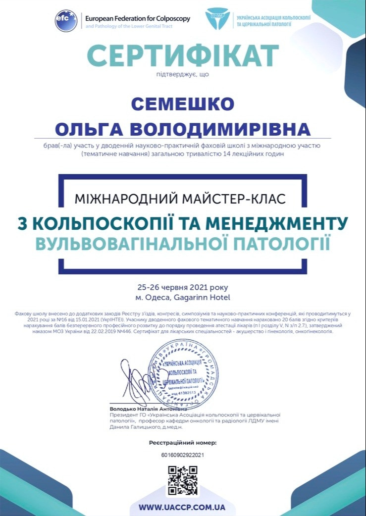 Сертификат об участии в международном местер-классе