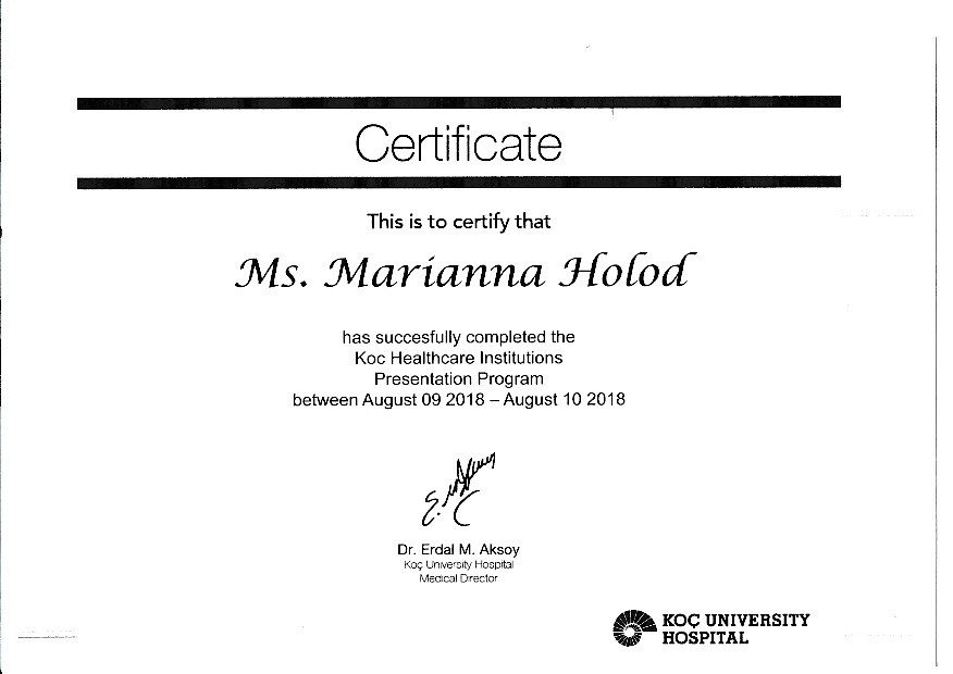 Сертификат о прохождении обучения
